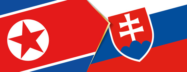 North Korea and Slovakia flags, two vector flags.