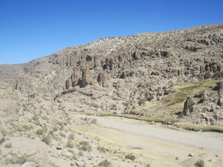 Exploring the beautiful mountain landscapes in the Andes around Sucre in Bolivia, South America