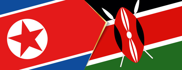 North Korea and Kenya flags, two vector flags.