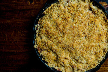 Apple crisp in a cast iron skillet