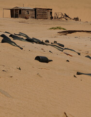 Debris left behind in the Namib desert long after the diamond diggers left