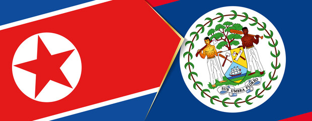 North Korea and Belize flags, two vector flags.