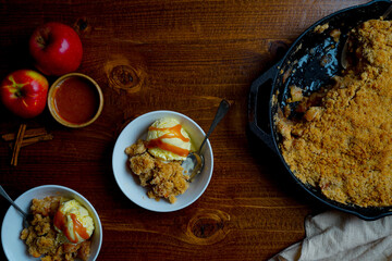 Apple crisp with vanilla ice cream