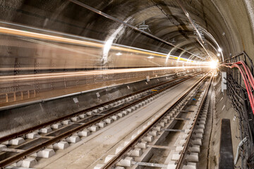Subway tunnel rail tracks