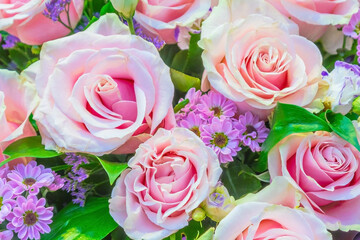 bright bouquet of pink roses