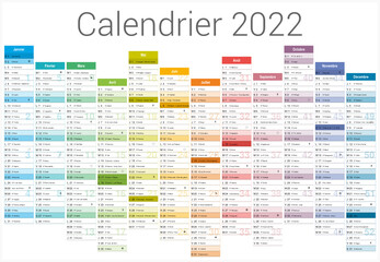 Obraz premium Calendrier 2022 12 mois au format 650 x 450 mm entièrement modifiable via calques et texte arial