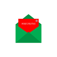 Envelope with a greeting card. Merry Christmas. Vector illustration