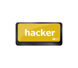 hacker word on keyboard, attack, internet terrorism concept