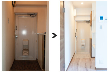 玄関リフォーム前後