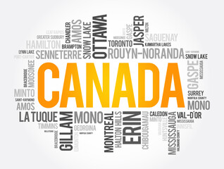 List of cities and towns in Canada, word cloud collage