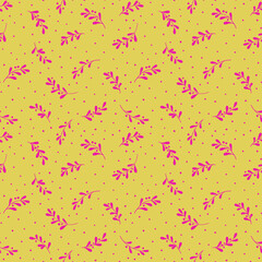 Colorful background with tree branches and dots. Vector seamless pattern.