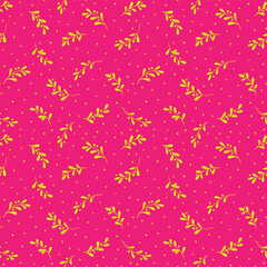 Colorful background with tree branches and dots. Vector seamless pattern.