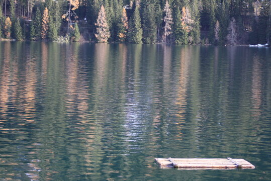 lago, piattaforma, zattera