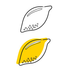 Lemon doodle in doodle style on white background. Isolated vector icon.