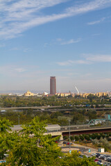 Skyline, panoramica o vista de la ciudad de Sevilla, comunidad autonoma de Andalucia, pais de España