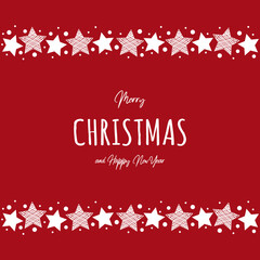 Fototapeta na wymiar Merry Christmas and Happy New Year. Design of Christmas card with cute stars. Vector