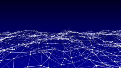 Abstract wave background with connection dots and lines. Technology illustration. Futuristic modern dynamic wave.