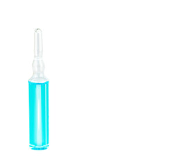 Glass ampoule with blue liquid.

