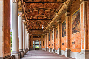 View of Trinkhalle building (pump house, 1839 - 1842) in the Baden-Baden Kurhaus spa complex. 16...