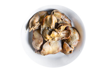 chicken liver ready to eat boiled healthy food meal on the table tasty serving size top view copy space for text food background rustic keto or paleo diet