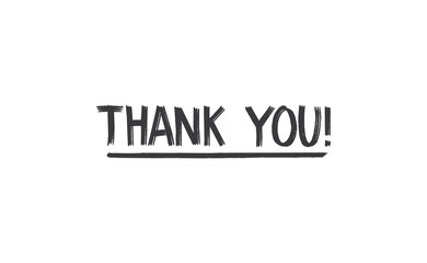 Thank you text. Lettering style typography design.