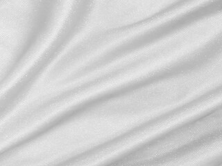 Shiny white crumpled fabric. Elegant cloth texture background