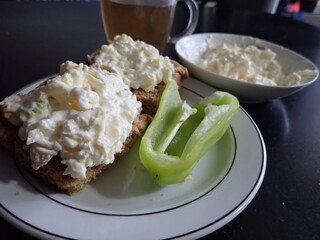 bread bread and cheese based snack served on a plate
