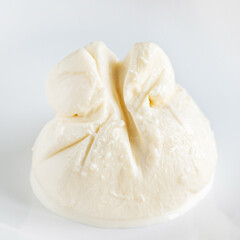 homemade burrata cheese on plate