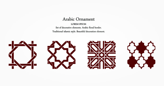 Set of geometric pattern designs. Vector ethnic oriental circle ornament. Arabic ornament style. Eps 10 Vector Illustration