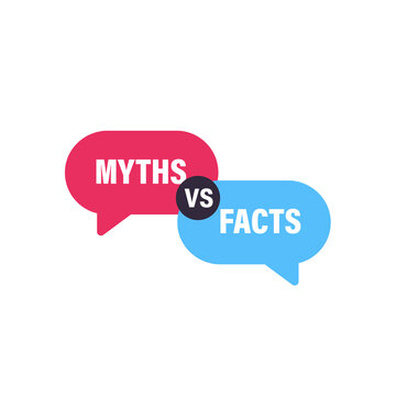 Myths vs Facts speech bubble concept design. Clipart image.