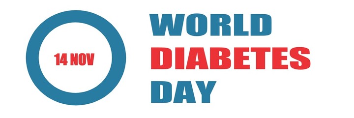 World diabetes day. Blue ribbon DIABETES. Modern style logo illustration for november month awareness campaigns.