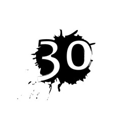 Dirty 30 blot icon. Clipart image isolated on white background.