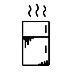 Dirty fridge line icon. Clipart image isolated on white background.