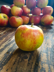 apples on wooden table