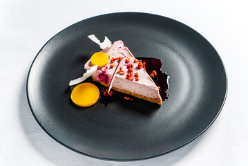 cheesecake with berris on the white