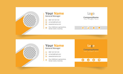 Email Signature flat orange Templates, email footer, banner modern vector illustration.