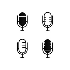 Microphone icon set design collection isolated on white background