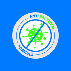 Anti bacterial logo design vector on blue background