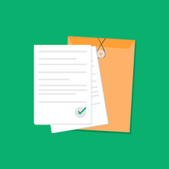 Document confirmed or approved document design on green background