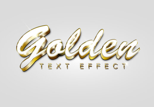 Golden White Metallic 3D Text Effect with Glitter