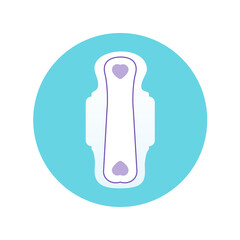 Female pad Vector isolated icon in flat design Menstrual pad with purple pattern in light blue circle