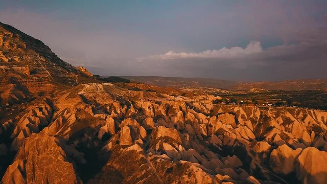 Aerial view of Cappadocia, Turkey, Sunrise