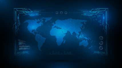 Fototapeta abstract digital world map technology sci fi design concept background eps 10 vector obraz