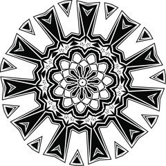 Mandala isolated on white background. Abstract pattern vector illustration. Retro black and white texture. Ornamental diwali pattern.