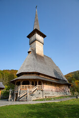 BARSAN, ROMANIA - OCTOBER 28, 2020: View of Barsana Wooden Monastery site in Maramures County, Romania.