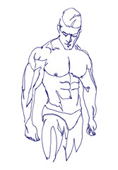 Fototapeta na wymiar Vector free hand drawing illustration of a muscled man