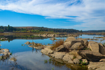 Stone banks of the river bed