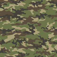 
Camouflage pattern seamless green background light design on textiles. Forest background.