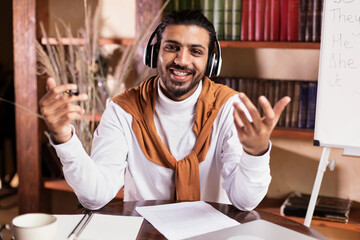 Teacher Talking To Camera Teaching Having Class Working From Home