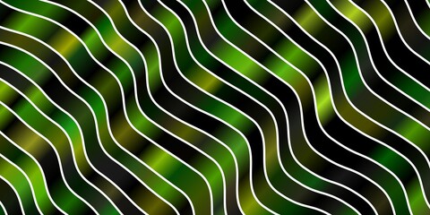 Dark Green, Yellow vector backdrop with bent lines.